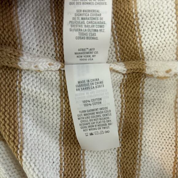 Aerie White & Tan Striped Cutout Tank Dress Medium Boho Summer Festival Style - Picture 12 of 14